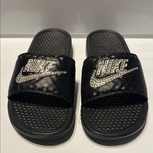 Nike Black Slides with Sparkling Logo Women’s US Size 8